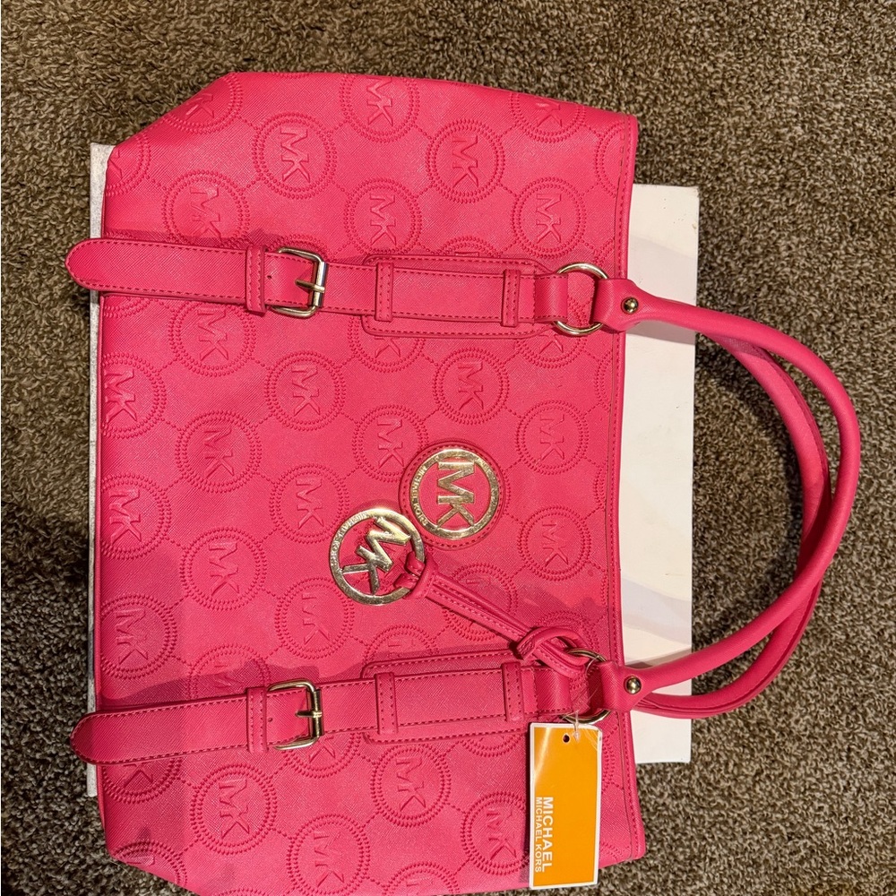 Michael Kors Bold Pink Signature Tote